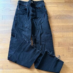 Zara Washed Black Wide Leg Jeans Size 4
